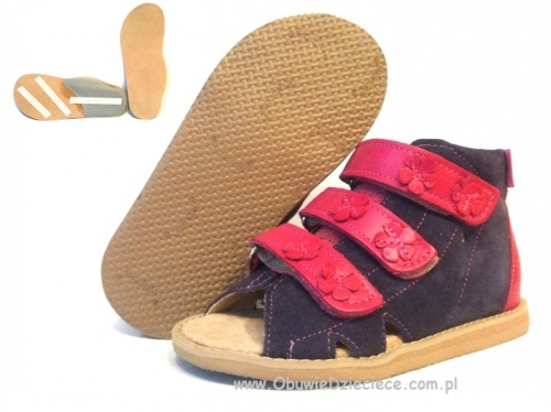 8-1014A AURELKA fiolet róż VIBRAM buty sandałki kapcie profilaktyczne ortopedyczne obuwie dziecięce przedszk. 19-25  AURELKA