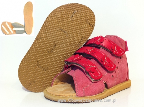 8-1014A AURELKA j.róż amarant VIBRAM buty sandałki kapcie obuwie dziecięce profilaktyczne ortopedyczne przedszk. 19-25  AURELKA