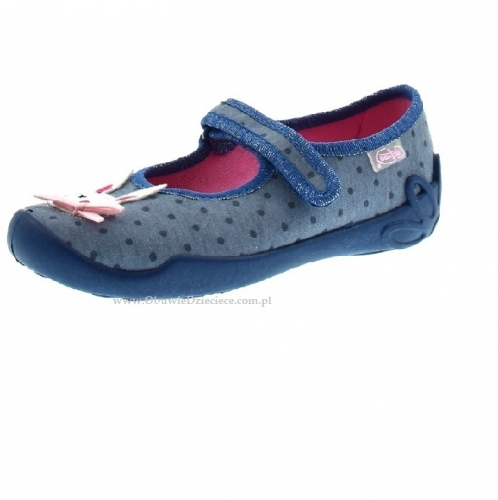 1-114X210 BLANCA ciemno niebieskie z kotkiem  balerinki czółenka dziewczęce kapcie-buciki obuwie dziecięce  Befado  25-30