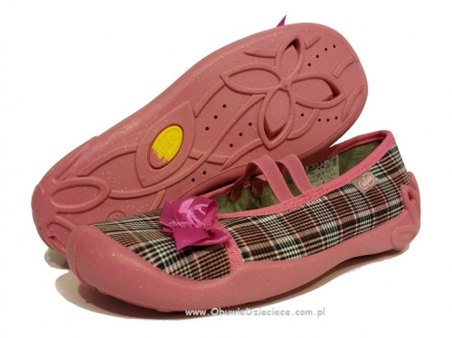 21-116Y151 BLANCA różowe w kratkę balerinki czółenka dziewczęce kapcie buciki obuwie dziecięce  Befado  31-36