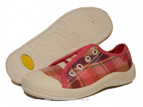 1-246X026  Tim różowe w kratkę półtrampki kapcie buciki obuwie dziecięce Befado 25-30
