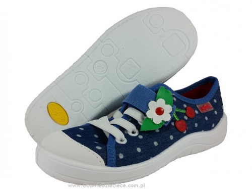1-251X060 Tim niebieskie w kropki  półtrampki na rzep kapcie buciki obuwie dziecięce buty Befado 25-30