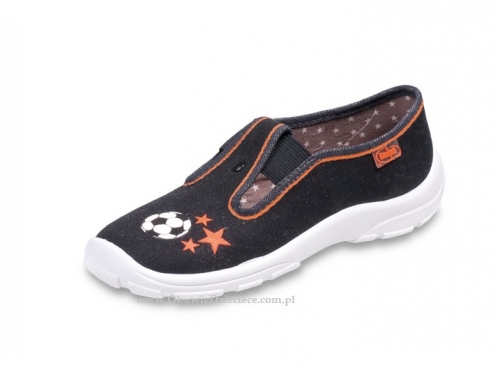 21-975Y159 DANNY czarno pomarańczowe z piłką kapcie-buciki obuwie dziecięce Befado