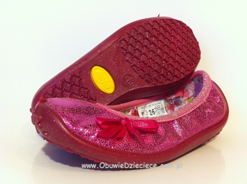 1-980X057 NELLY błyszcząco różowe  balerinki czółenka baletki fasolki buciki obuwie dziewczęce BEFADO
