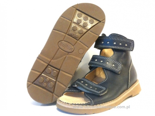 8-B-26gr BAJBUT GRANATOWE sandałki : WKŁADKI SKÓRZANE ORTO SUPINUJĄCE : trzewiki buty kapcie ortopedyczne sandały profilaktyczne dziecięce 19-34