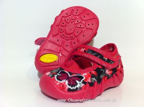0-109P083 SPEEDY różowe motylki kapcie buciki czółenka obuwie dziecięce poniemowlęce Befado  18-26
