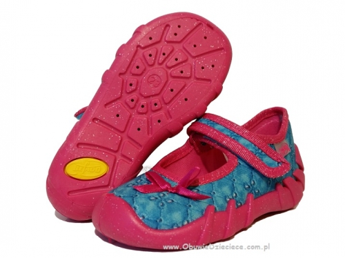 0-109P117 SPEEDY morski - różowy kapcie buciki czółenka obuwie dziecięce poniemowlęce Befado  18-26