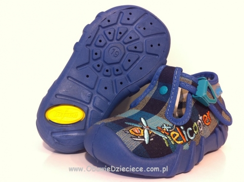 0-110P154 SPEEDY niebieska kratka kapcie buciki obuwie dziecięce poniemowlęce Befado  18-26