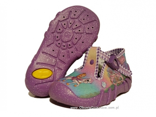 0-110P108 SPEEDY fioletowe kapcie buciki obuwie dziecięce poniemowlęce Befado  18-26