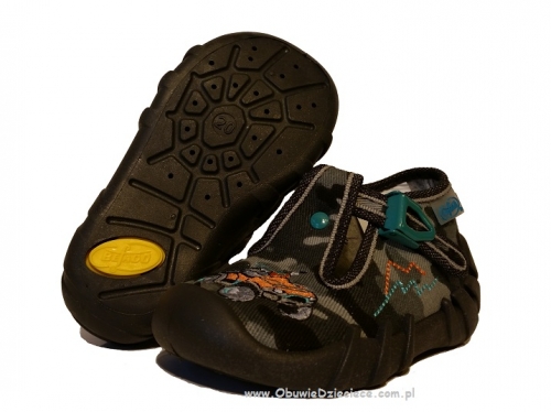 0-110P211 SPEEDY szare moro z wozem terenowym kapcie buciki obuwie dziecięce poniemowlęce Befado  18-26