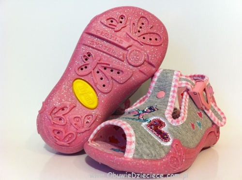 01-213P036 PAPI szaro różowe konik kapcie-buciki-sandałki obuwie wcz.dziecięce  Befado  20-25