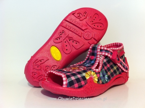 01-213P039 PAPI różowa kratka kapcie buciki sandałki obuwie wcz.dziecięce  Befado  20-25