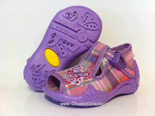 01-213P056 PAPI fioletowa kratka kapcie buciki sandałki obuwie wcz.dziecięce  Befado  20-25