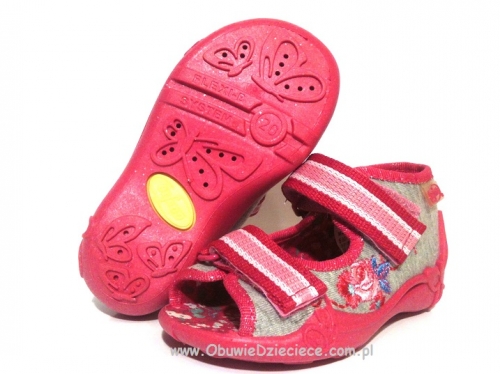 01-242P018 PAPI szaro różowe sandałki kapcie buciki obuwie wcz.dziecięce Befado Papi  18-25