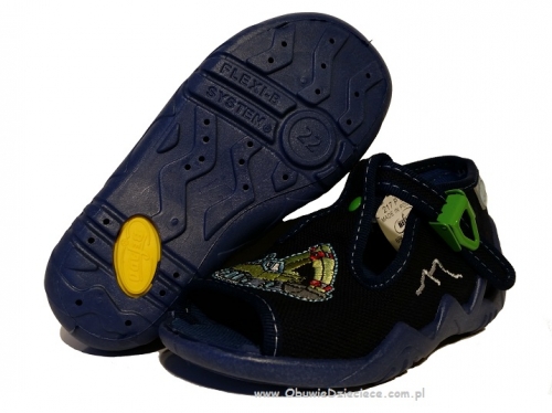 01-217P069 SNAKE granatowe z koparką kapcie buciki sandałki obuwie wcz.dziecięce Befado  18-25