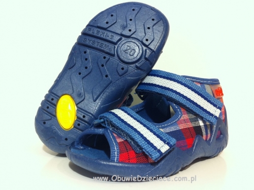 01-250P019 SNAKE niebieskie w kratkę sandalki kapcie buciki obuwie dziecięce wcz.dziecięce  Befado Snake
