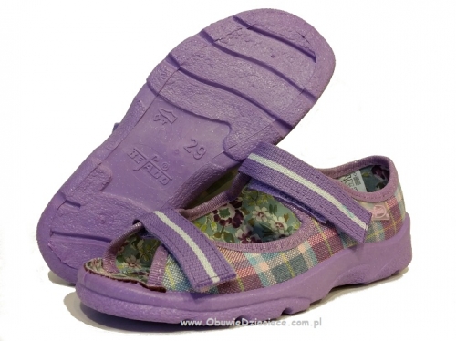 20-969X063 MAX JUNIOR fioletowe w kratkę sandałki kapcie, obuwie dziecięce profilaktyczne Befado 25-30