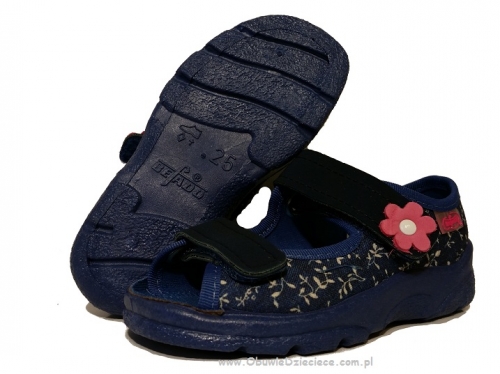 20-969X082 969Y082 MAX JUNIOR ciemno niebieskie w kwiatki sandałki - kapcie dziecięce Befado Max