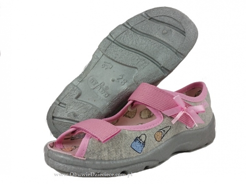 20-969X087 MAX JUNIOR szaro różowe sandałki kapcie, obuwie dziecięce profilaktyczne Befado 25-30