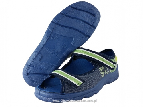 20-969X091 MAX JUNIOR granatowo jeans gwiazdki sandałki kapcie, obuwie dziecięce profilaktyczne Befado 25-30