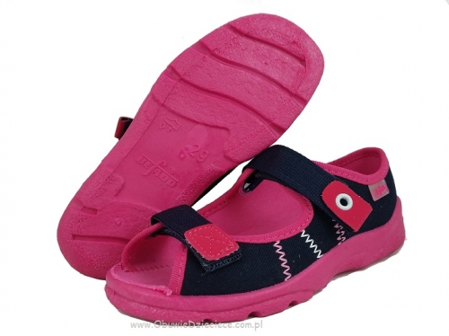 20-969X105 969Y105 MAX JUNIOR granatowo różowe sandałki kapcie, obuwie dziecięce profilaktyczne Befado 25-36
