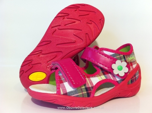 20-065X088 SUNNY różowe w krateczkę sandałki - sandały profilaktyczne  - kapcie obuwie dziecięce Befado  26-30