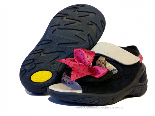 01-433P002 SUNNY  granatowe z kokardą sandałki sandały profilaktyczne kapcie obuwie dziecięce Befado  20-25