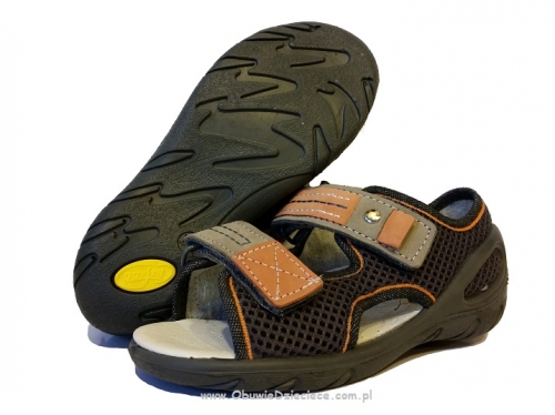 20-065X096 SUNNY szaro brązowo pomarańczowe sandałki - sandały profilaktyczne  - kapcie obuwie dziecięce Befado  26-30