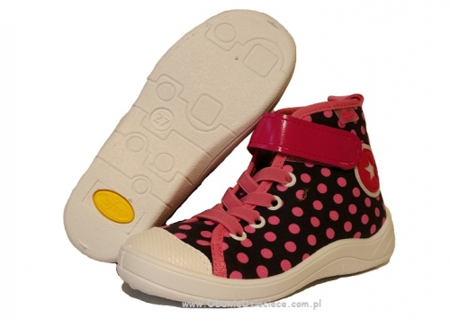 1-268X050 TIM różowe w kropki trampki kapcie buciki obuwie dziecięce Befado