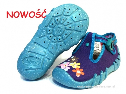 0-110P003 SPEEDY fioletowo niebieskie kapcie buciki obuwie dziecięce poniemowlęce Befado  18-26