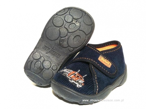 02-297P242 MAXI granatowe kapcie buciki obuwie na rzep wczesnodziecięce buty dla dziecka Befado  18-25