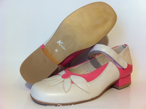 2-k2205b-rz biało różowe eleganckie czółenko dziewczęce damskie przedszkolne szkolne buty Kucki 31-36