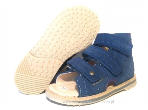8-1210-66 ciemno niebieskie buty-sandałki-kapcie profilaktyczne przedszk. 26-30  Mrugała