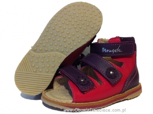 8-1299-55 fioletowo amarantowe buty-sandałki-kapcie profilaktyczne przedszk. 26-30  Mrugała