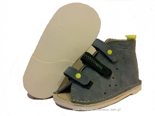 8-BD171DWP/0 DYZIO ciemno niebieskie buciki ortopedyczne profilaktyczne kapcie sandałki dziecięce przedszk. 21-23 buty Postęp