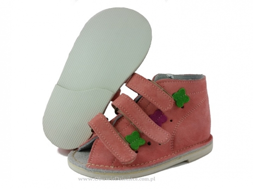 8-BD171DWP/A DYZIO jasno różowe buciki ortopedyczne profilaktyczne kapcie sandałki dziecięce przedszk. 24-26 buty Postęp