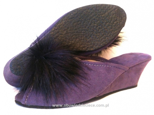 61-Puszek-FI fioletowe eleganckie kapcie pantofle papucie dziewczęce damskie z puszkiem BISBUT  35-40
