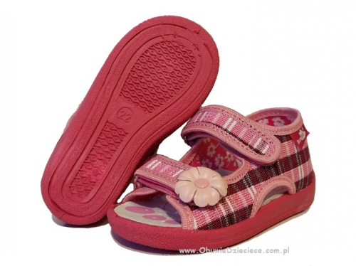 0-13-112 bordowo różowe w kratkę sandałki kapcie obuwie wcz.dziecięce  buty Renbut  19-25